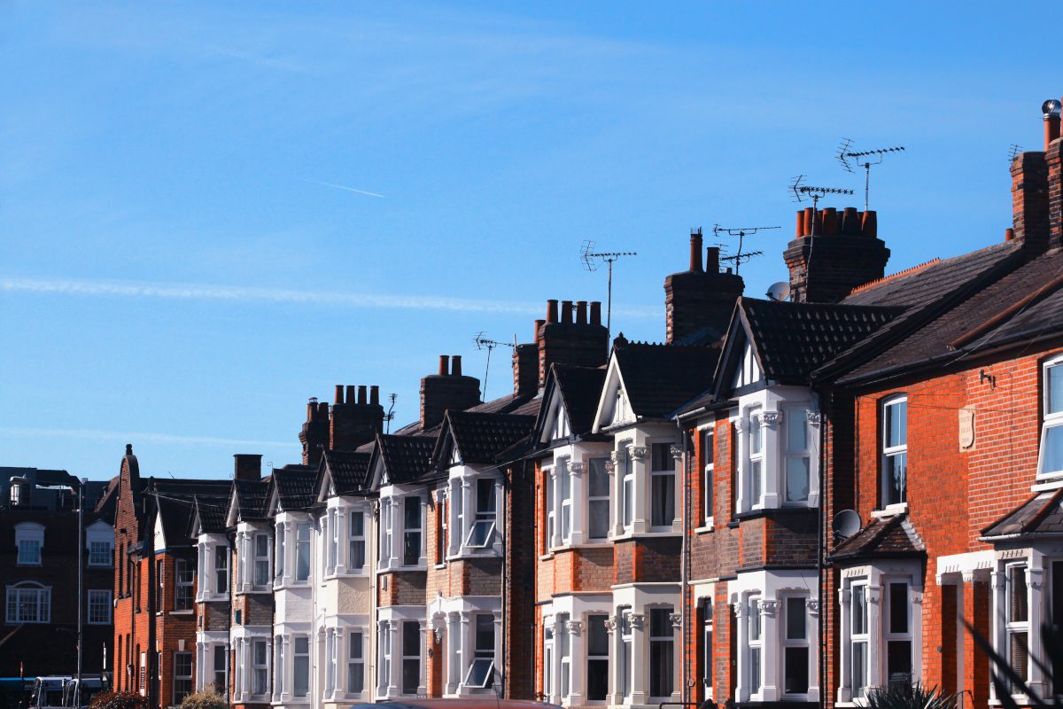 terraced houses - a view of the upper part of a row of houses